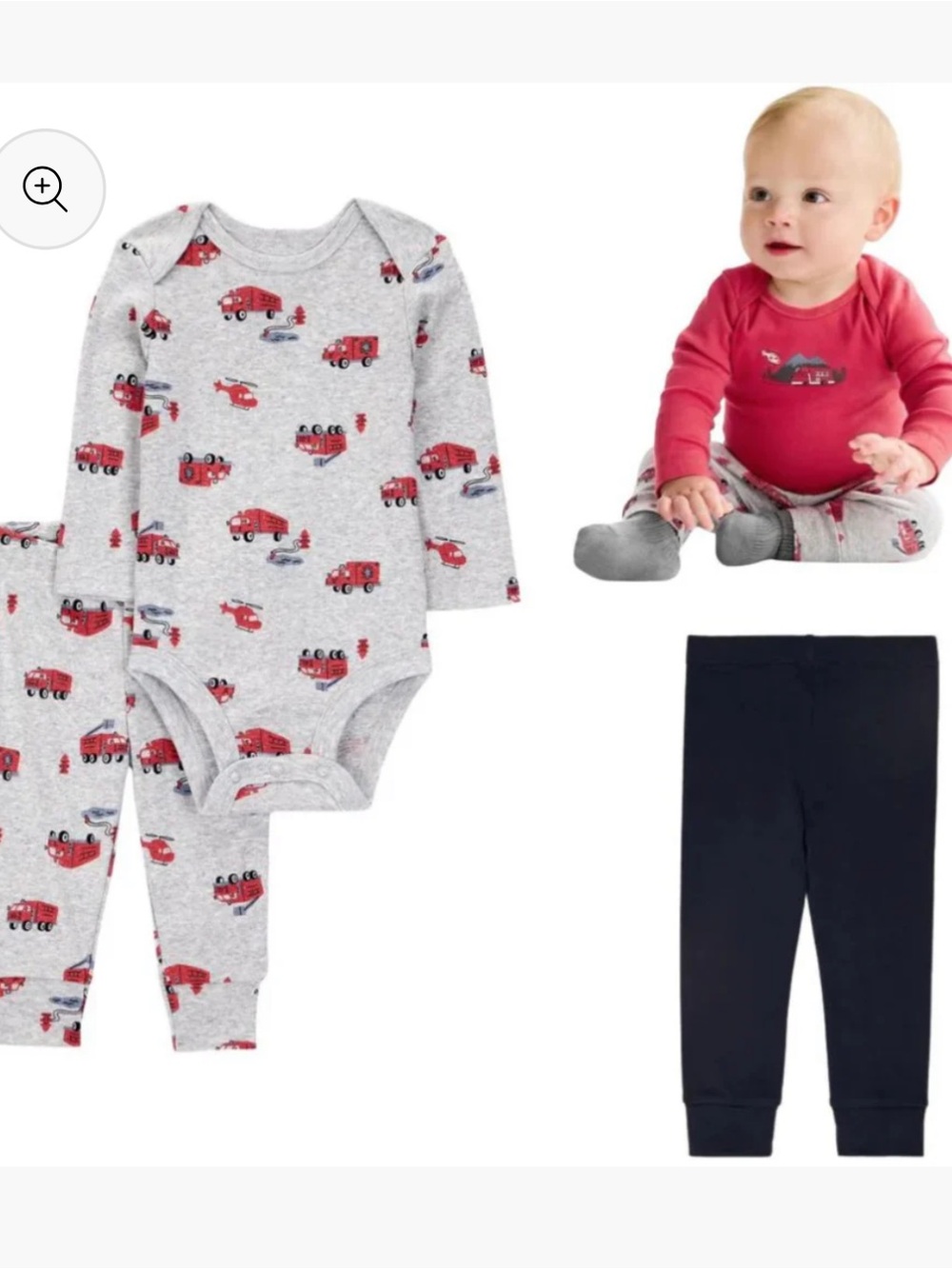 Carter's Red, Gray and Red 4-Piece Fire Truck Matching Set